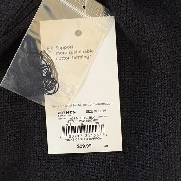 NWT Croft & Barrow Black Women’s Open Front Cardigan Sweater Size Medium Career - Picture 9 of 11